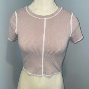 Garage Short Sleeve Ribbed Crop Top Size S